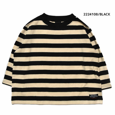 【130~150】★NEEDLEWORKS★肉厚天竺ボーダーワイドロンT(2224108j)